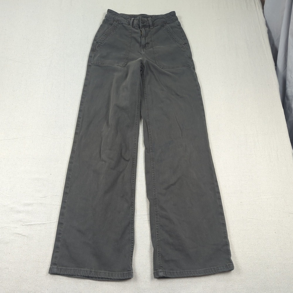 American‎ Eagle Jeans Womens 00 Black Super High Rise Baggy Wide Leg